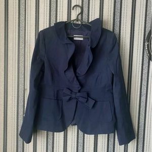 RED VALENTINO Women's Navy Blue Short Cropped Jacket Size 46